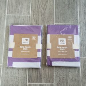 2x PB Teen Organic Purple & White Sham